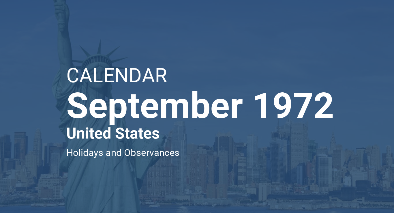 September 1972 Calendar United States